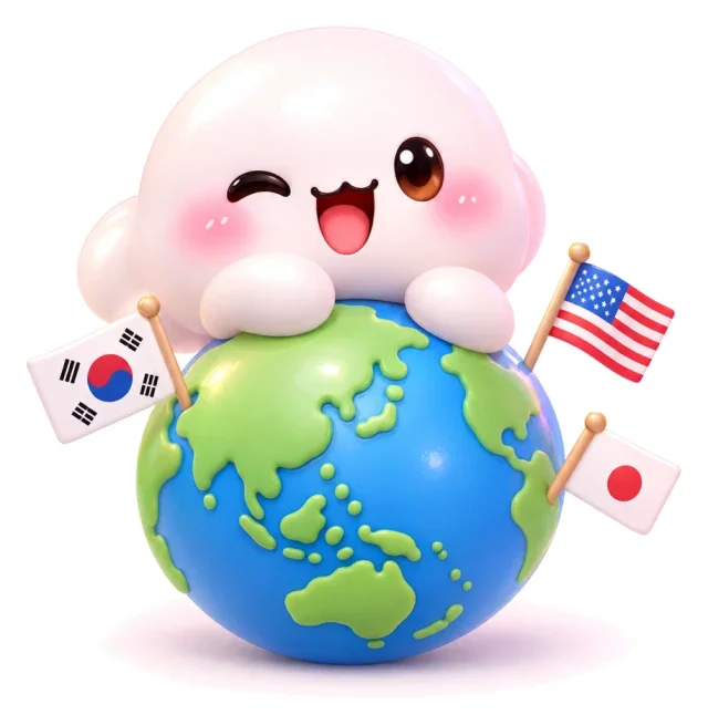 지구본 위에 앉은 모찌